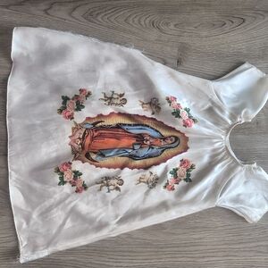 White Kids Dress with Religious Print